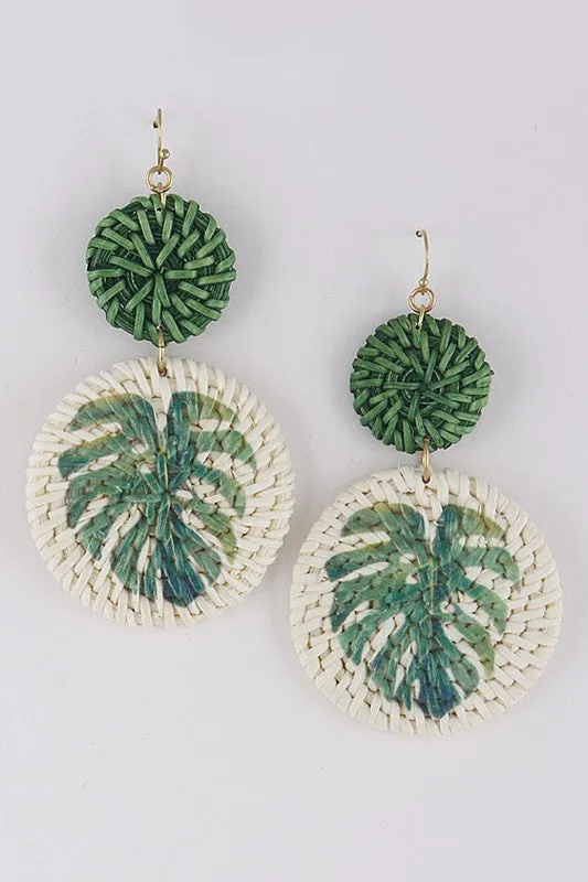 Palm Leaf Straw Earrings