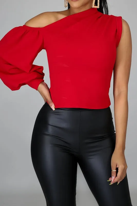 Red Asymmetric Top | Bella Chic