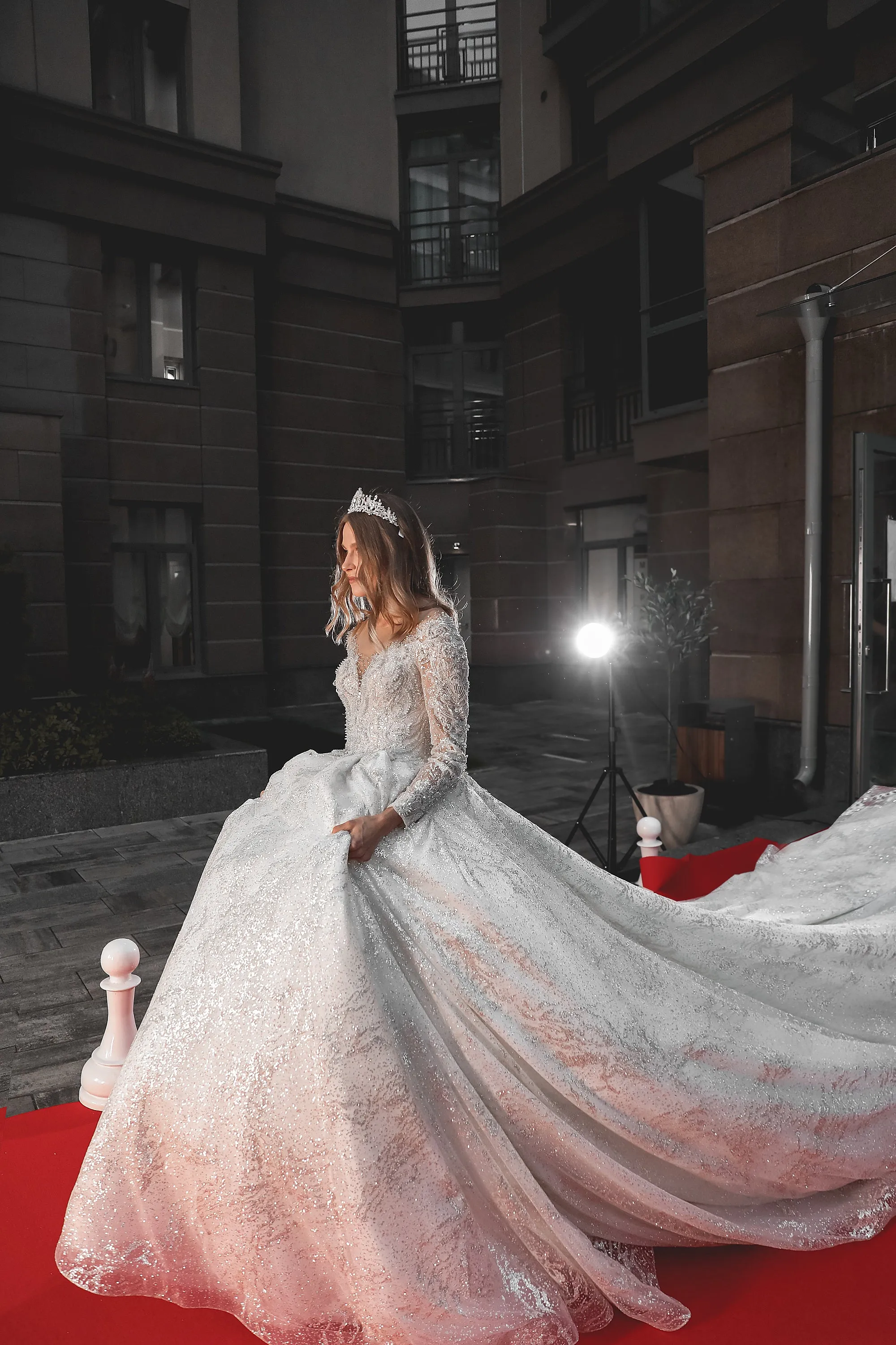 Royal Lace Off-The-Shoulder Sparkly Wedding Dress Meryem