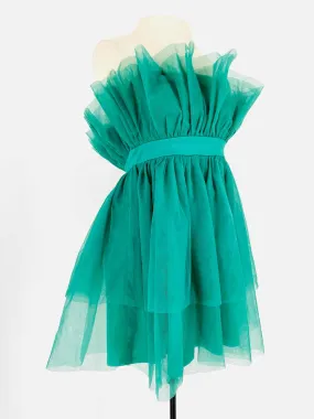 Size M Teal Off the Shoulder Tulle Dresses Dress