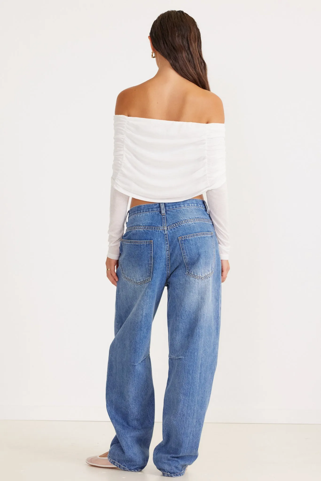 SNDYS Madrid Off Shoulder Top - White