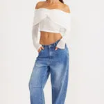 SNDYS Madrid Off Shoulder Top - White