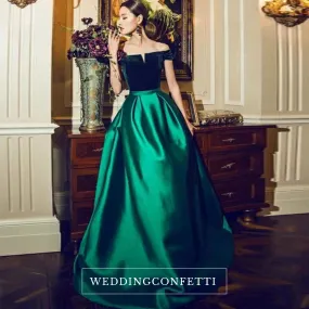 The Cassandra Red / Blue / Green Off Shoulder Gown