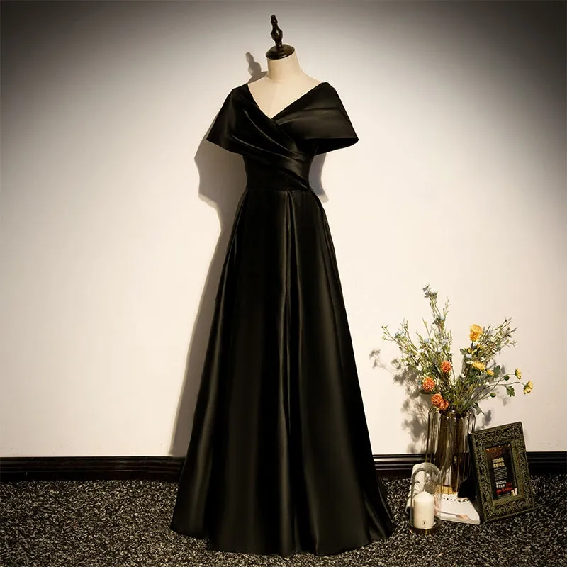 The Juliana Black Boat Neck Off Shoulder Gown (Customisable)