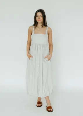 Tibi Eco Poplin Square Neck Sculpted Dress in Stone