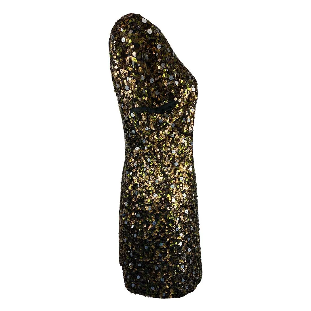 TIBI Gold Sequin Mini Dress US 8 | UK 12