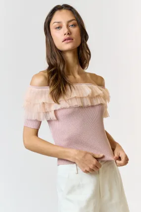 Tulle Off Shoulder Top