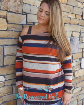 Willow Retro Stripe One Shoulder Sweater Top